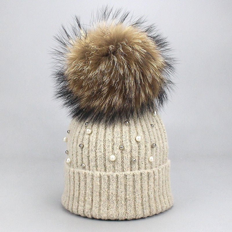 Elegant Pearl Beanie – Soft Wool Knit Winter Hat with Pearl Detailing - Urban Caps