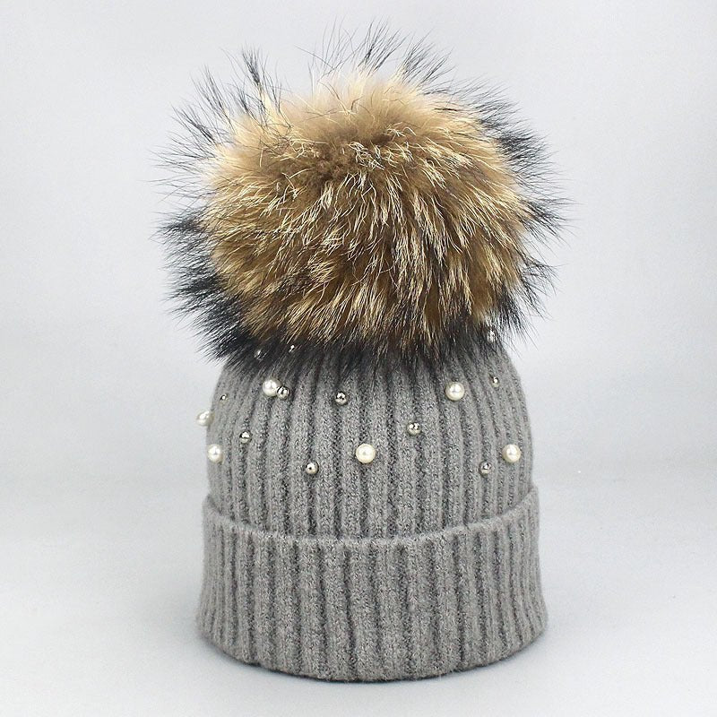 Elegant Pearl Beanie – Soft Wool Knit Winter Hat with Pearl Detailing - Urban Caps
