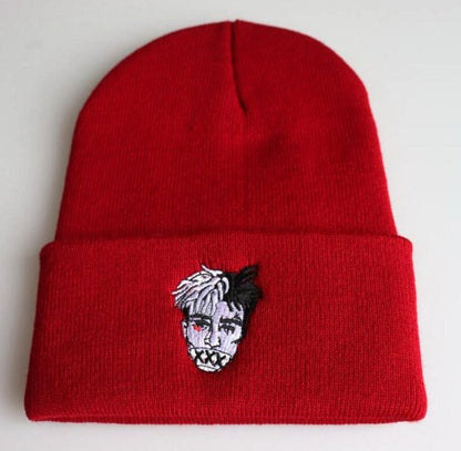 Embroidered Streetwear Beanie – Warm Acrylic Knit Hat with Graphic Face Patch - Urban Caps