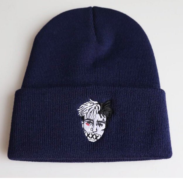 Embroidered Streetwear Beanie – Warm Acrylic Knit Hat with Graphic Face Patch - Urban Caps