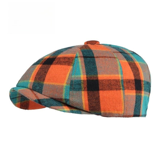 Men's Plaid Beret Octagonal Cap - Urban Caps 