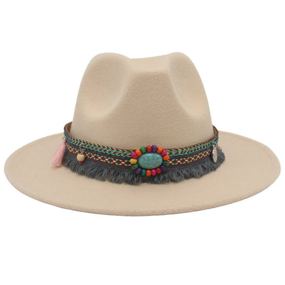 Ethnic Style Western Cowboy Hat Gem Accessories Tibetan Top Hat - Urban Caps 