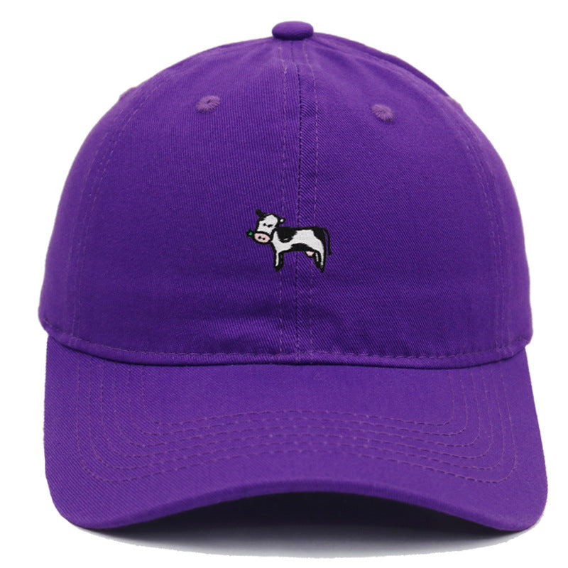 COW COW Embroidery Soft Top Baseball Cap Spring and Summer Cute