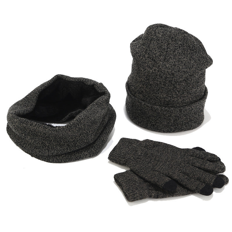 Variegated Knitted Woolen Thick Scarf Hat Gloves - Urban Caps 