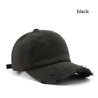 Men'S and Women'S Fashion Wash Ripped Denim Peaked Hat