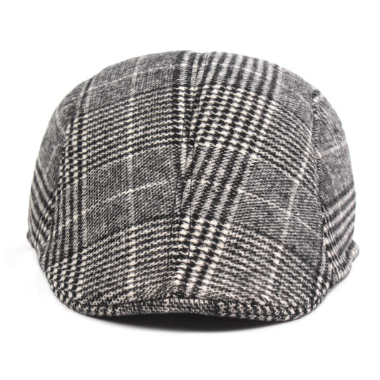 Men's Cotton Plaid Duckbill Beret – Classic Short Brim Cap - Urban Caps 
