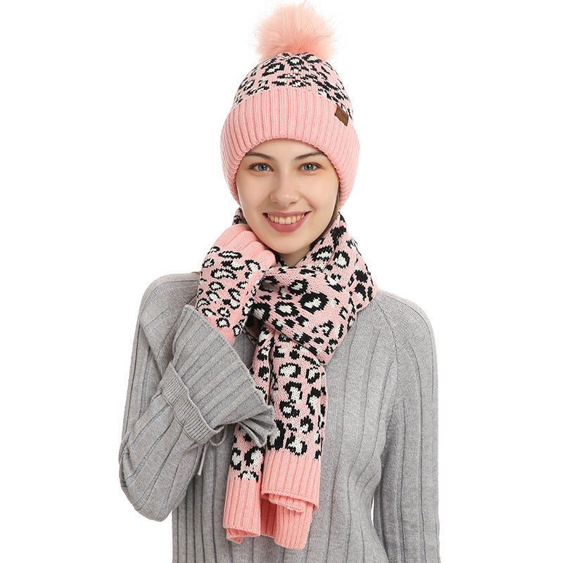 Three-piece Warm Knitted Woolen Hat, Scarf And Gloves - Urban Caps 