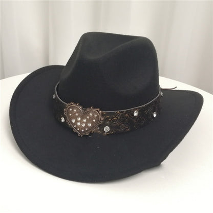 Women's Western Cowboy Hat Love Decorative Chain Top Hat - Urban Caps 