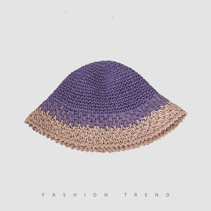 Women's Summer Straw Colorblock Crochet Hat - Urban Caps 