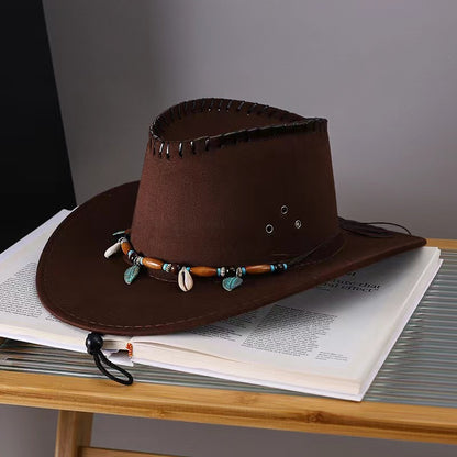 Western Cowboy Hat Men's And Women's Gem Chain Fedora Hat - Urban Caps 