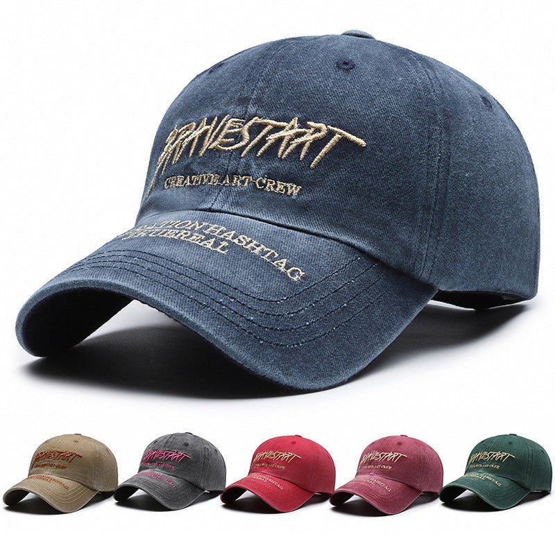 Faded Washed Distressed Baseball Cap Embroidered Letters - Urban Caps