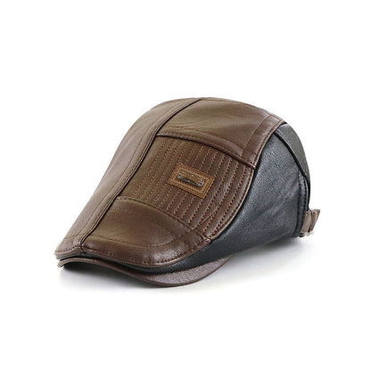 Men’s PU Leather Duckbill Cap – Color Block Design | Adjustable Fit - Urban Caps 