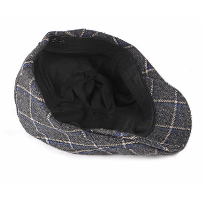 New Style Hat Male British Retro Woolen Beret Casual Plaid - Urban Caps 