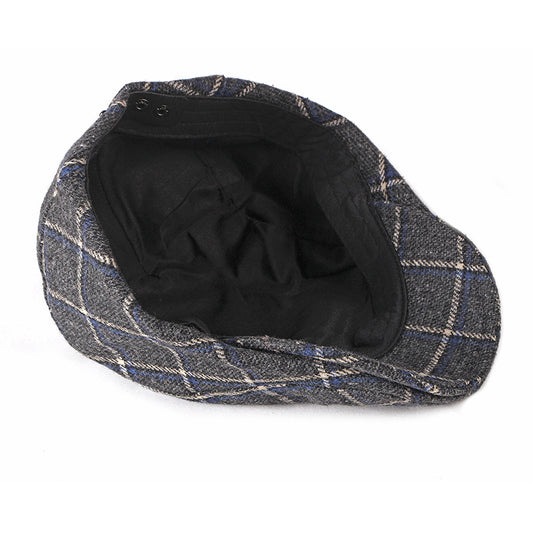 New Style Hat Male British Retro Woolen Beret Casual Plaid - Urban Caps 