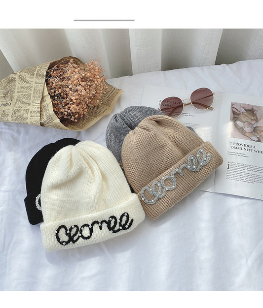 Women's Knitted Hat Pearl Small Fragrant Woolen Hat - Urban Caps 