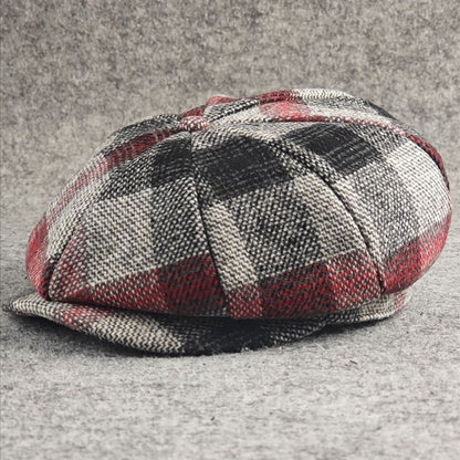 Classic Winter Octagonal Cap – Men’s Dome-Style Plaid Hat | Warm & Stylish - Urban Caps 