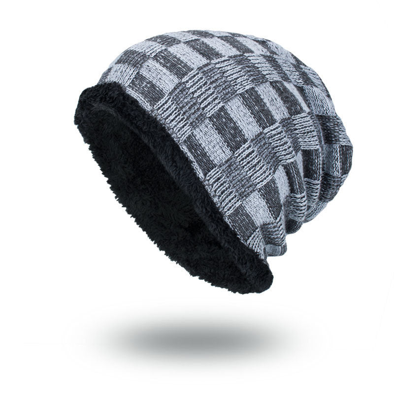 Contrast Color Knitted Wool Hat with Velvet Lining: Warm and Chic
