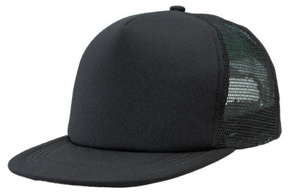 Flat Peak Trucker Cap – Bold 5 - Panel Design, Breathable Mesh, Adjustable Fit - Urban Caps