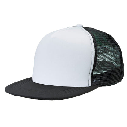 Flat Peak Trucker Cap – Bold 5 - Panel Design, Breathable Mesh, Adjustable Fit - Urban Caps