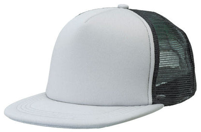 Flat Peak Trucker Cap – Bold 5 - Panel Design, Breathable Mesh, Adjustable Fit - Urban Caps