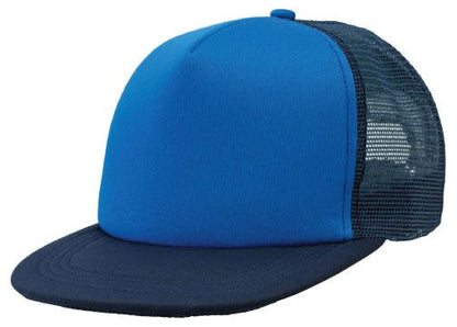 Flat Peak Trucker Cap – Bold 5 - Panel Design, Breathable Mesh, Adjustable Fit - Urban Caps