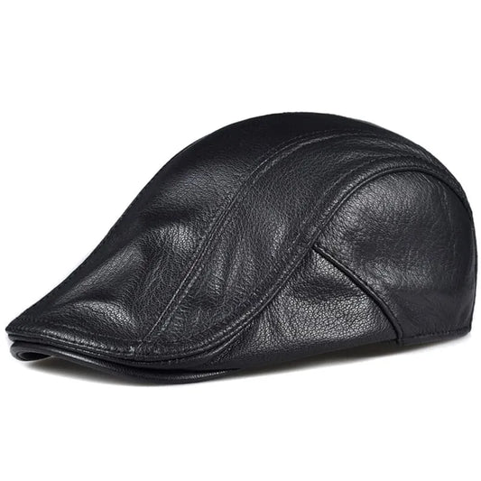 Genuine Leather Flat Cap - Timeless Leather Cap Silhouette With Versatile Look