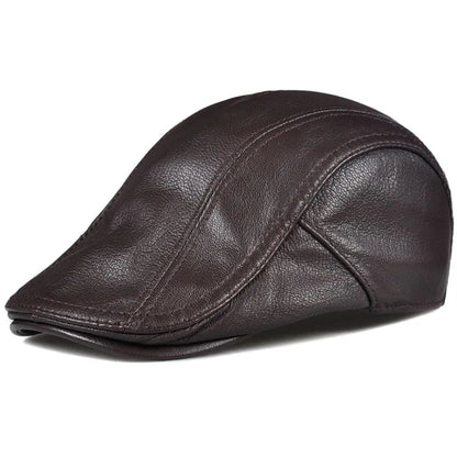 Genuine Leather Flat Cap - Timeless Leather Cap Silhouette With Versatile Look