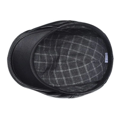 Genuine Leather Flat Cap - Timeless Leather Cap Silhouette With Versatile Look