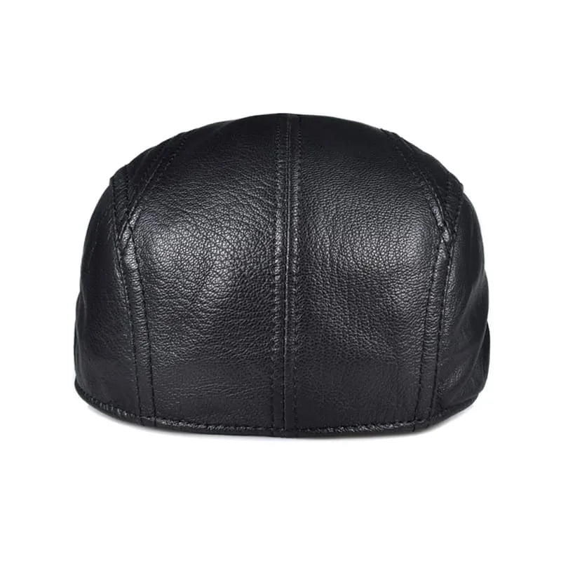Genuine Leather Flat Cap - Timeless Leather Cap Silhouette With Versatile Look