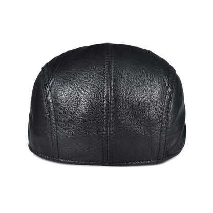 Genuine Leather Flat Cap - Timeless Leather Cap Silhouette With Versatile Look