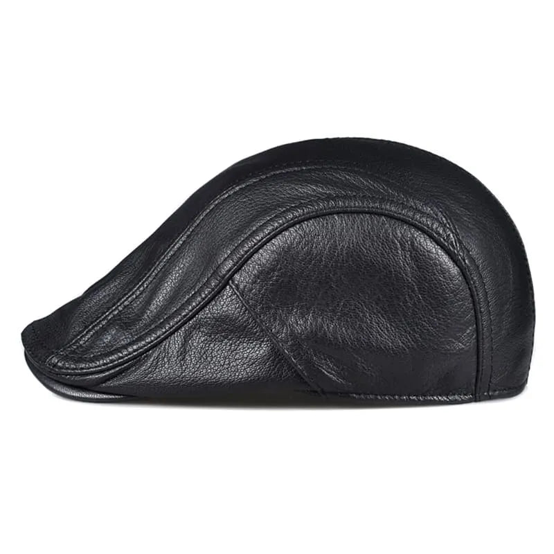 Genuine Leather Flat Cap - Timeless Leather Cap Silhouette With Versatile Look