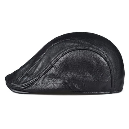 Genuine Leather Flat Cap - Timeless Leather Cap Silhouette With Versatile Look
