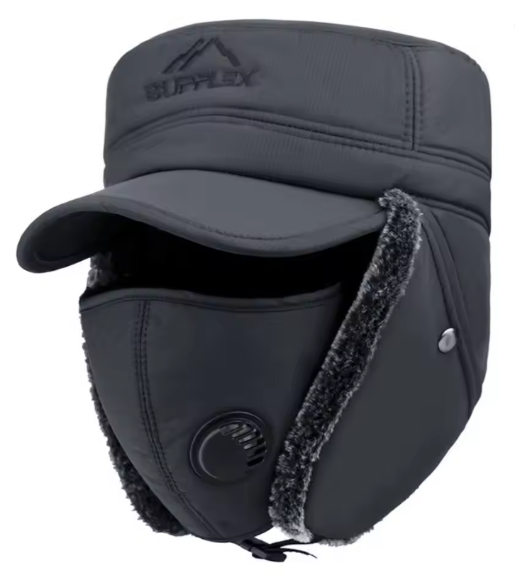Supplex Winter Bomber Hat – Earflap Thermal Cap with Face Cover