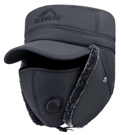 Supplex Winter Bomber Hat – Earflap Thermal Cap with Face Cover