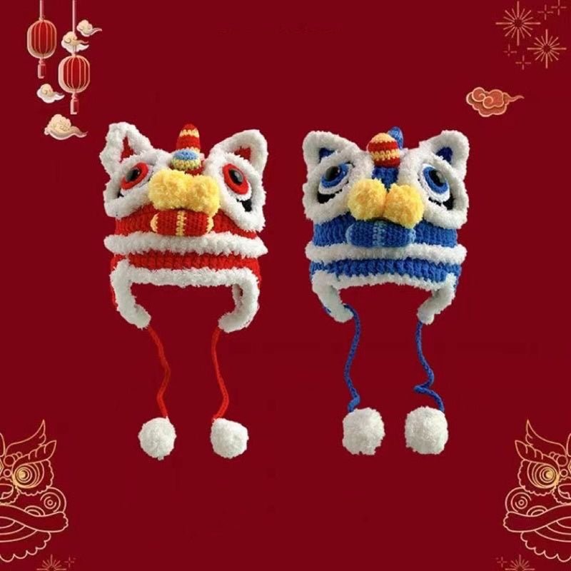 Hand - woven Parent - child Star Lion Autumn And Winter Warm Wool Hat Material Pack - Urban Caps