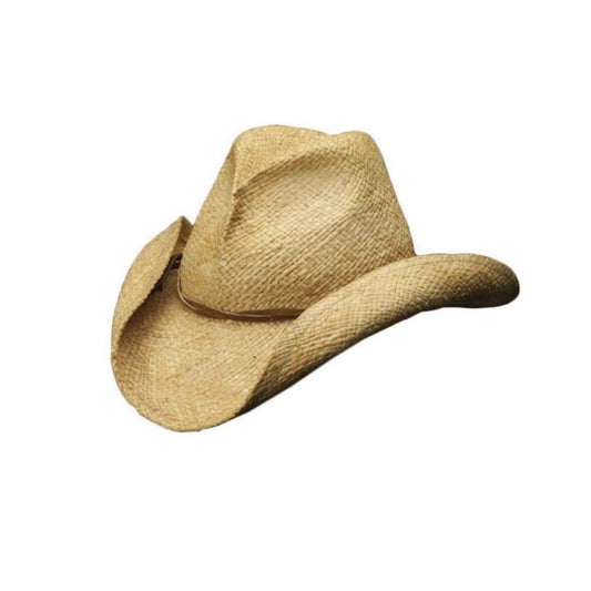 Harrow Raffia Western Hat with Leather Band and Shapeable Brim – Natural Fibre - Urban Caps