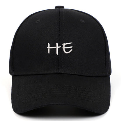 HE SHE Letter Embroidered Sun Hat Fashion Outdoor - Urban Caps