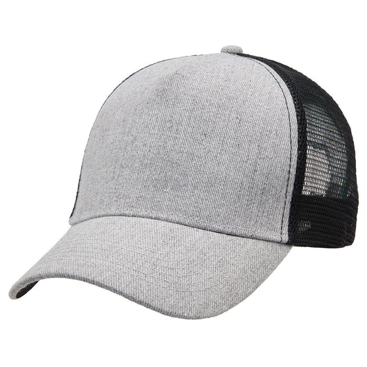 Heathered Mesh Trucker Cap – 5 - Panel Design, Heathered Fabric Front, Adjustable Fit - Urban Caps