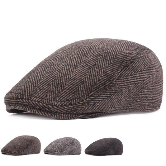 Herringbone Beret, Simple Cap For Men And Women, Autumn And Winter Hat, Old Man Hat - Urban Caps