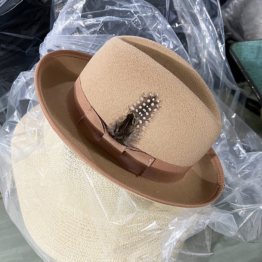 High - grade Fabric Handmade Feather Felt Cap Men's Hamburger Hatband Lining - Urban Caps
