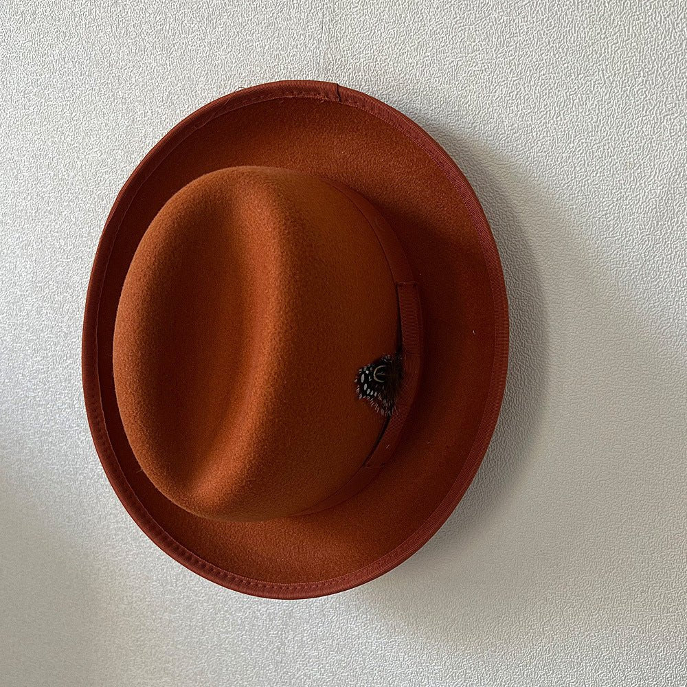 High - grade Fabric Handmade Feather Felt Cap Men's Hamburger Hatband Lining - Urban Caps