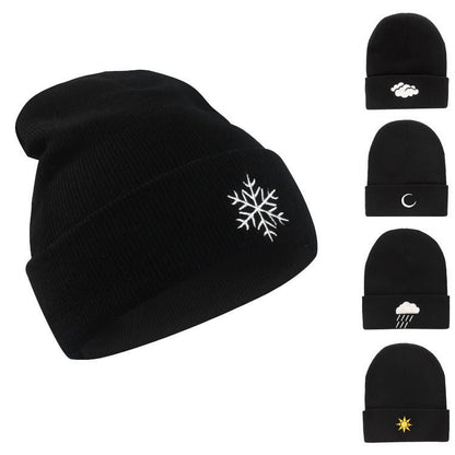 Hip Hop Weather Beanie – Creative Embroidered Wool Knit Hat with Icon Designs - Urban Caps