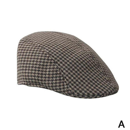 Houndstooth Flat Cap – Cotton Newsboy Beret Hat for Adults - Urban Caps