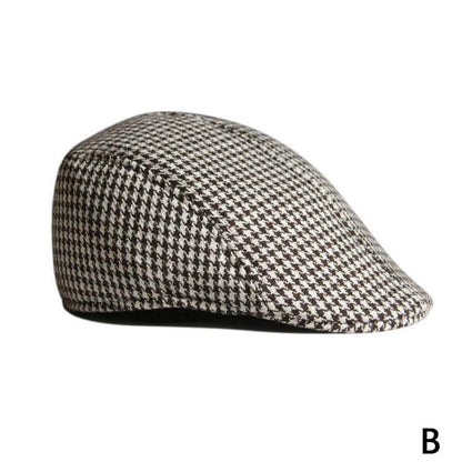 Houndstooth Flat Cap – Cotton Newsboy Beret Hat for Adults - Urban Caps