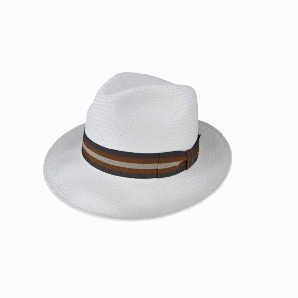 Jackman Teddy King Cuenca Panama Hat – Handwoven Toquilla Straw, 6cm Brim, Stripe Band - Urban Caps