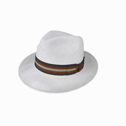 Jackman Teddy King Cuenca Panama Hat – Handwoven Toquilla Straw, 6cm Brim, Stripe Band - Urban Caps