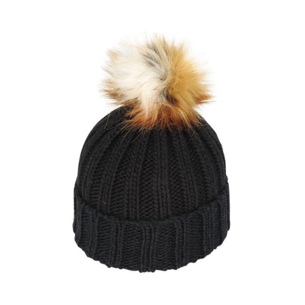 Juniper Kid’s Chunky Knit Beanie with Faux Fur Pom – Acrylic Winter Hat - Urban Caps
