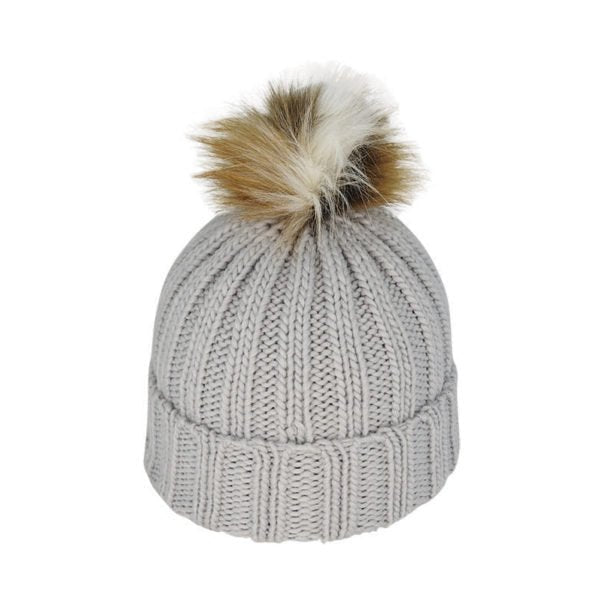Juniper Kid’s Chunky Knit Beanie with Faux Fur Pom – Acrylic Winter Hat - Urban Caps