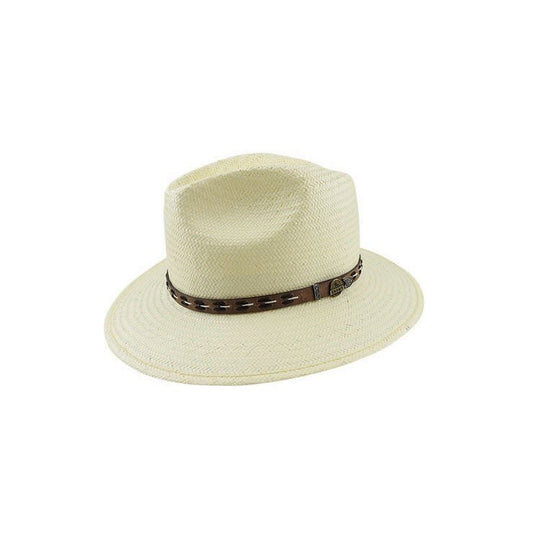 Kane Toyo Fedora Hat with Leather Stitched Band and Signature Pin - Urban Caps