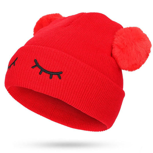 Kids’ Bear Embroidered Beanie – Winking Face Woolen Hat for Children - Urban Caps